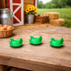 Set of 3 - Hen on Nest Vintage Style - Dollhouse 1:12 Scale 3D Printed Green HON
